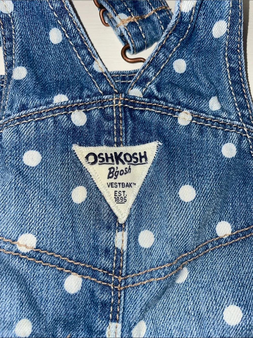 Oshkosh polka dot denim bib overalls 18 months